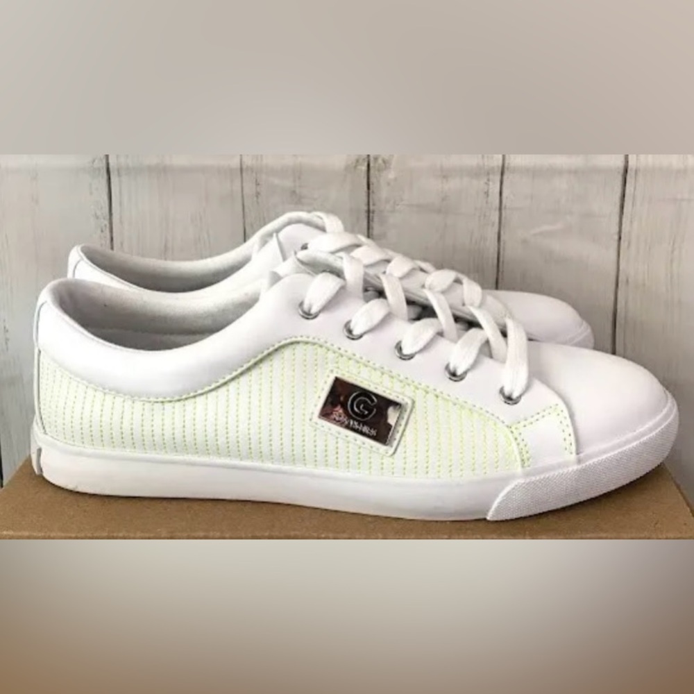 G by Guess White and Light Green Sneakers